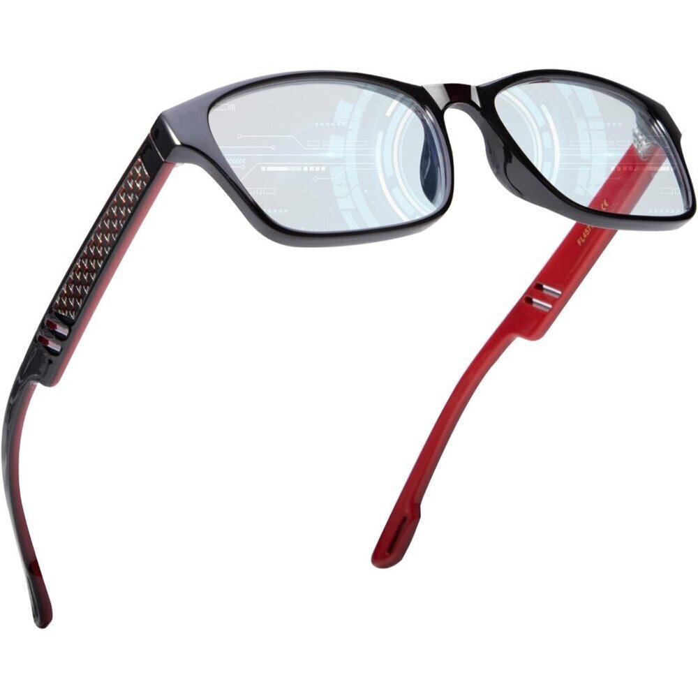 Unisex Red Sleek Frame HD Lens Digital Interface With Futuristic Smart Glasses